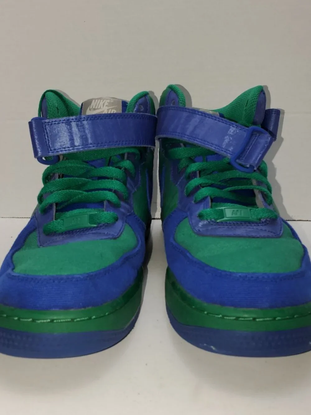 Nike Air Force 1 Mid Youth Junior Green Blue Sneakers, Size 7.5